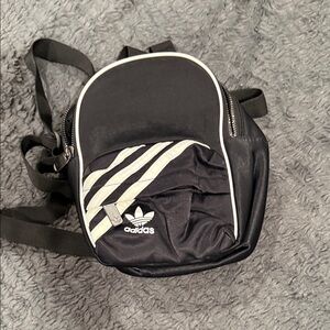 Adidas Black and White Striped Backpack